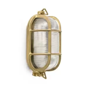 image of Cabo 1 Light Outdoor Bulkhead Wall Light Brass IP65, E27