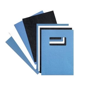 image of GBC Leatherboard A4 250gm2 Window Binding Covers Blue 2 x Pack of 25