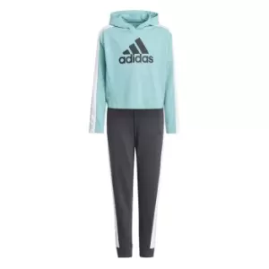 image of adidas Colorblock Crop Top Track Suit Kids - Grey