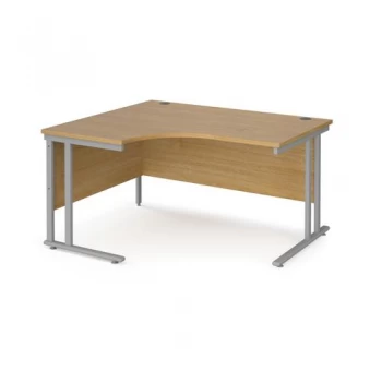 image of Maestro 25 left hand ergonomic desk 1400mm wide silver cantilever leg