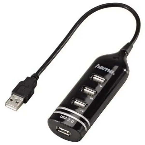 Image of Hama USB 2.0 Hub 1:4, bus-powered, Black 039776