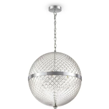 Image of Maytoni Lighting - Maytoni Classic - Yonkers Classic Yonkers 3 Light Chrome Pendant Ceiling Light Glass Shade
