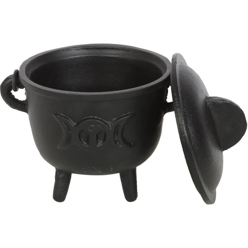 Image of KDMD 11cm Cast Iron Cauldron with Triple Moon Black