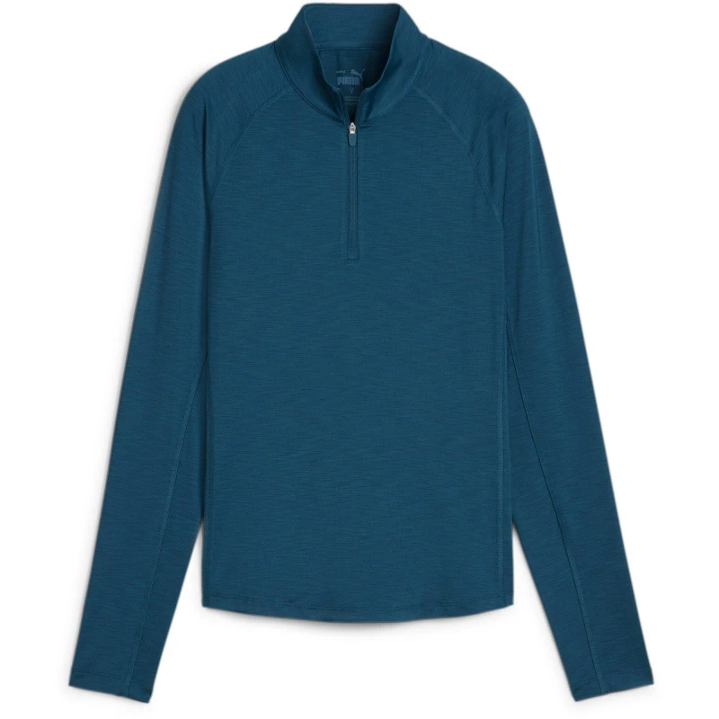 Image of Puma W You-V Solid quarter Zip Baselayer Top Womens - Blue Blue 8