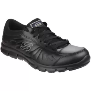 Image of Occupational Womens/Ladies Eldred Slip Resistant Lace Up Work Shoes (4 uk) (Black) - Black - Skechers