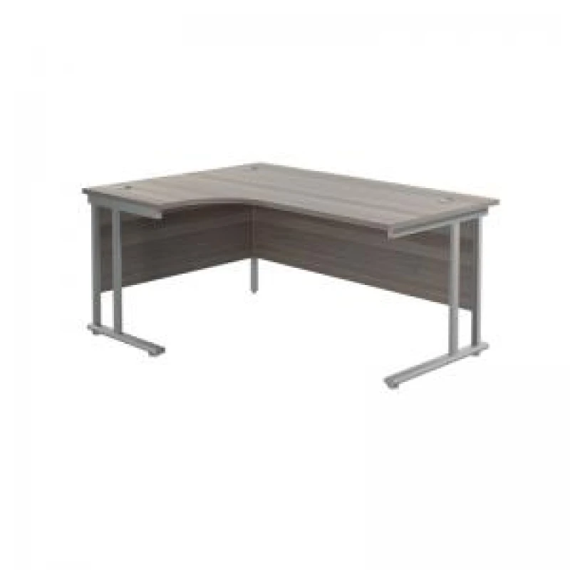 Image of Jemini Radial Left Hand Cantilever Desk 1600x1200x730mm Grey Oak/Silver KF807537