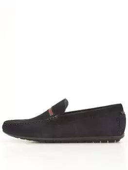 Image of HUGO Suede Dandy Moccasin Loafers - Navy, Size 10, Men