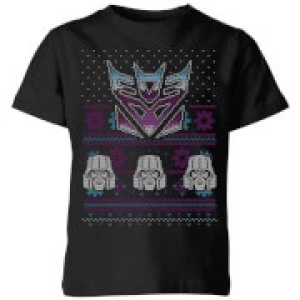 Image of Decepticons Classic Ugly Knit Kids Christmas T-Shirt - Black - 11-12 Years