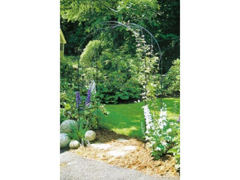Image of Poppy Forge Oregon Arch Hardstanding Garden Archway - Solid Steel - L53 X W152 X H239cm - Black