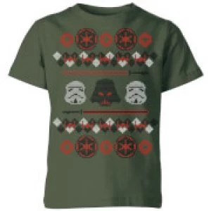 Image of Star Wars Empire Knit Kids Christmas T-Shirt - Forest Green - 11-12 Years