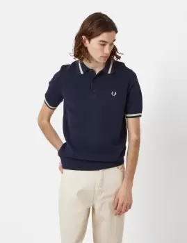 Image of Fred Perry Textured Knitted Shirt - Deep Carbon Grey