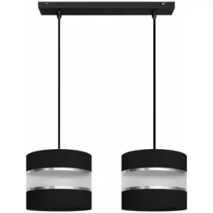 image of Helam Helen Straight Bar Pendant Ceiling Light Black, Silver 45cm