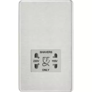 image of MLA Knightsbridge 115/230V Dual Voltage Shaver Socket Brushed Chrome W/Grey Insert - SF8900BCG