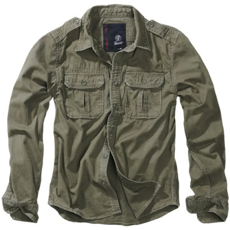 Image of Brandit Vintage Shirt Long Sleeve Olive Size Xxxxx Large
