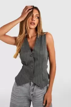 Image of Pinstripe Tailored Woven Waistcoat