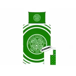 Image of Celtic FC Pulse Single Duvet & Pillowcase Set (One Size) (Green/White)