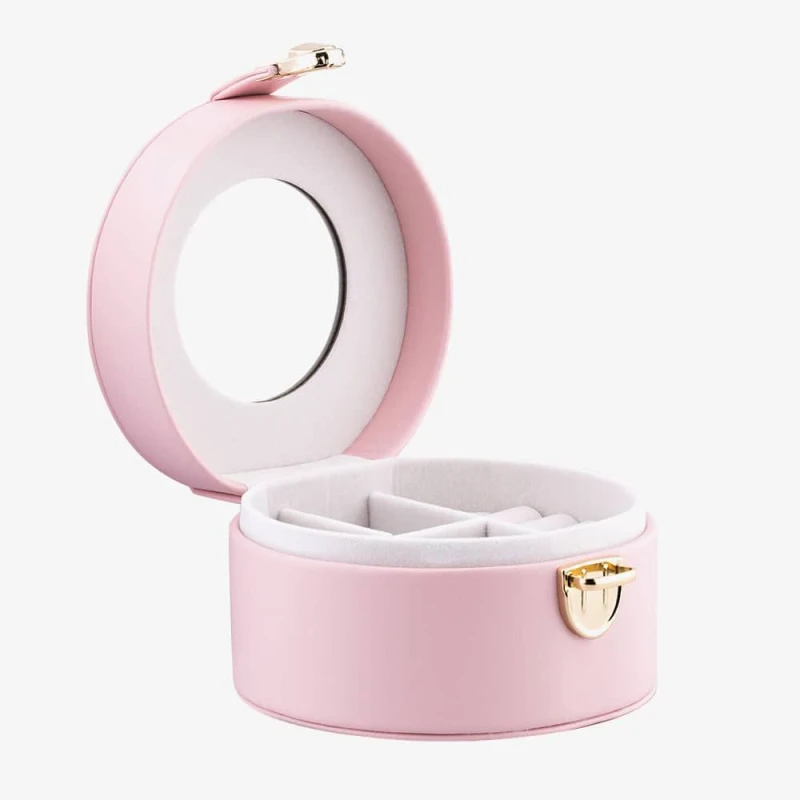 Image of T.H.Baker Sophia Pink Round Leather Jewellery Box SP3341S Pink female