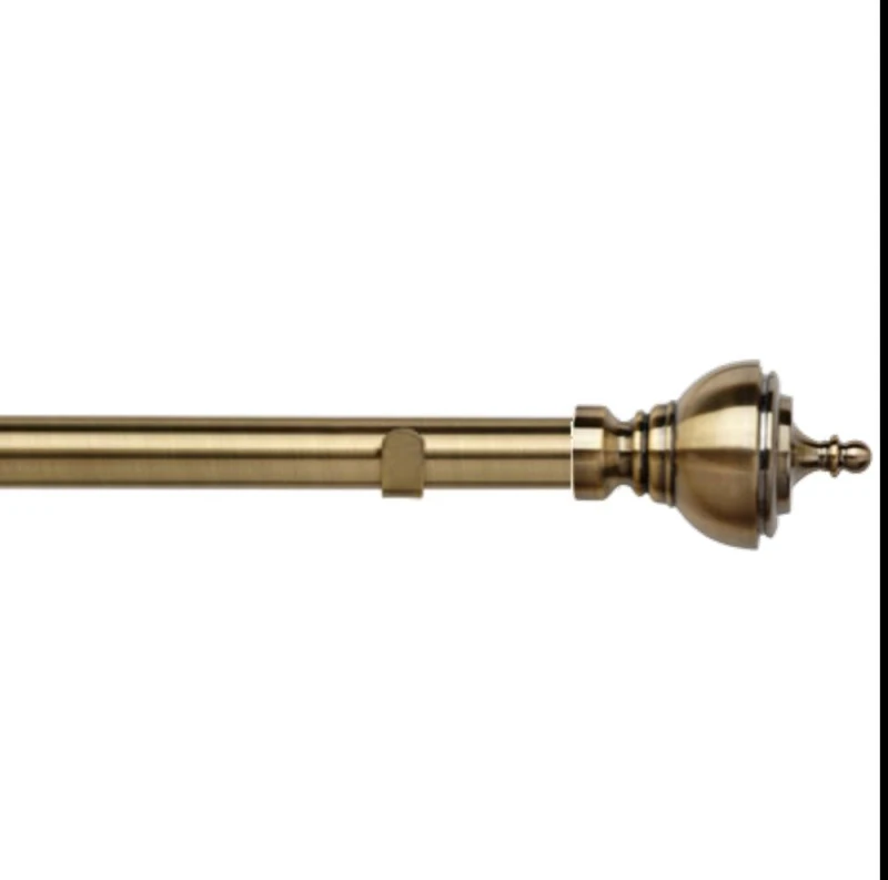 Image of New Edge Blinds 28mm Fixed Length Metal Eyelet Curtain Pole Set - Vienna Finial in Metallics Size: 170cm Metallics Unisex 170 cm