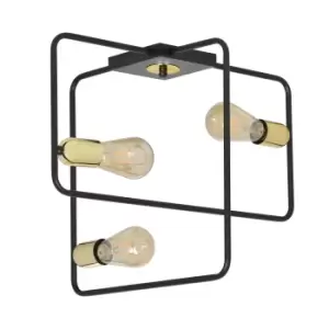 Image of Savo Black Semi Flush Light 3x E27