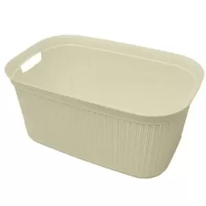 Image of JVL 38L Knit Design Rectangular Linen Washing Basket - White