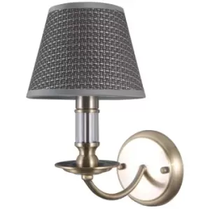 image of Italux Zanobi - Classic Wall Lamp Antique Bronze 1 Light with Grey Shade, E14