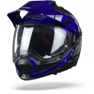 Image of Nolan N70-2 X Decurio 32 Flat Black Blue Silver Anthracite S