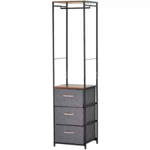 Image of Storage Coat Rack Hallway Bedroom Organiser Shelves w/ Hanger, 3 Drawer - Homcom