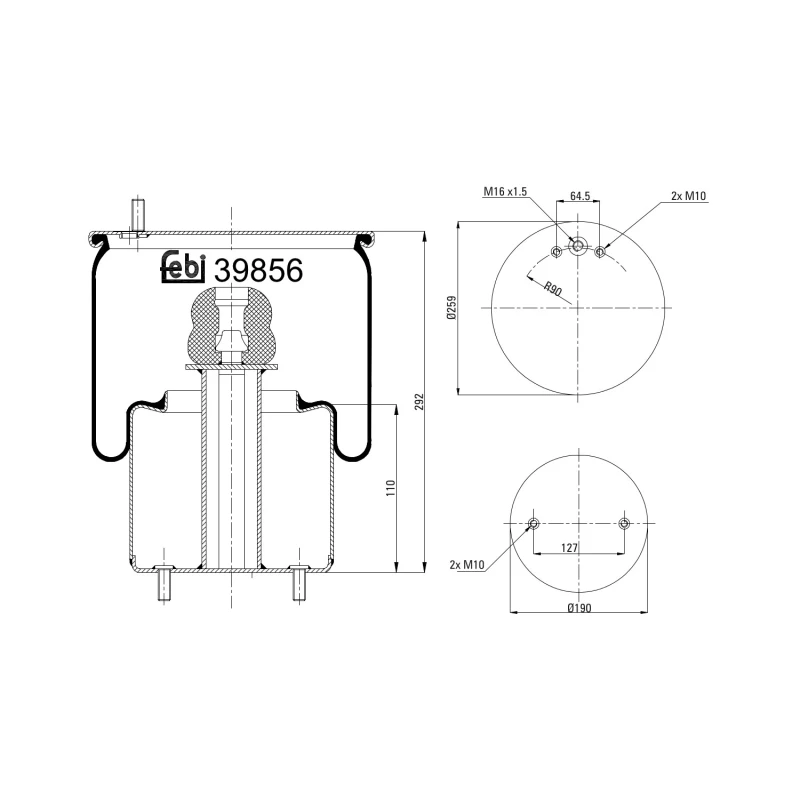 Image of FEBI BILSTEIN 39856 Boot, air suspension Rear Axle Right Boot,air suspension (324)