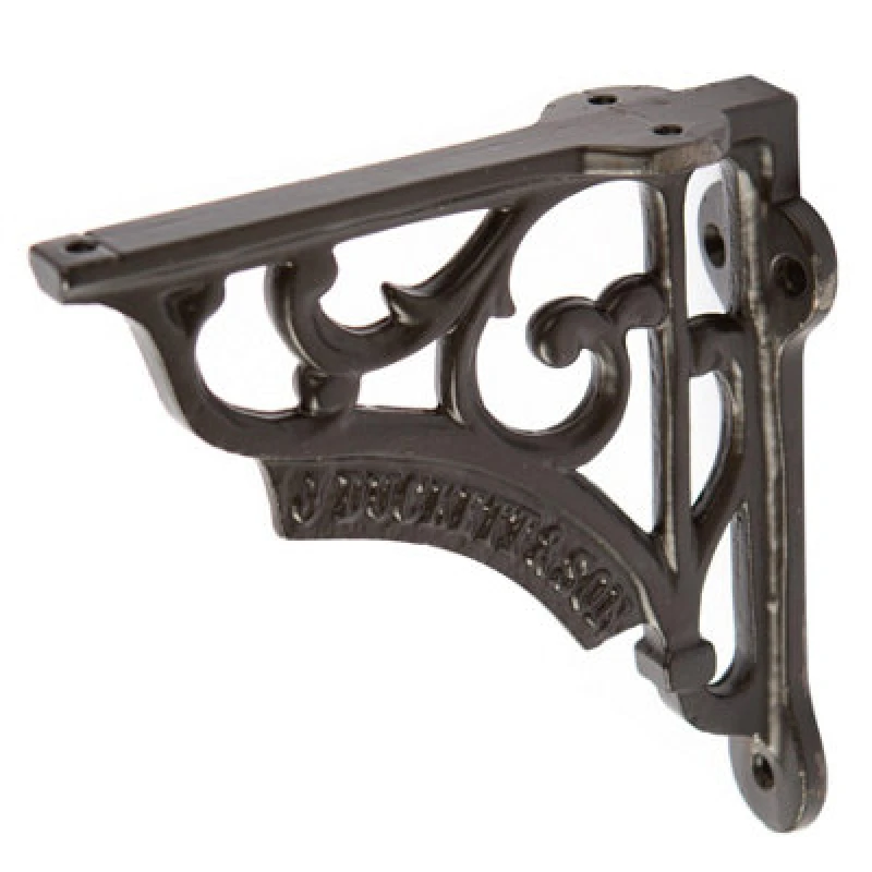 Image of Hammer and Tongs Hammer & Tongs Ornate Iron Shelf Bracket - D120mm - Black
