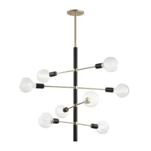 image of Astrid 8 Light Chandelier Brass, Black