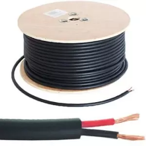 image of 100m Double Insulated Speaker Cable 1.15mmA² Black 100V Line Volt PA System Reel Drum