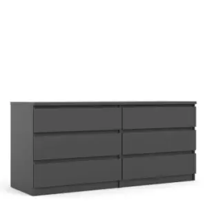 image of Naia Wide Chest of 6 Drawers, Black Matt