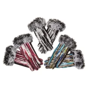 Image of Applique Wool Fur Trim Gloves