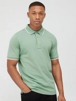 image of Calvin Klein Jeans Stretch Slim Fit Tipped Polo Shirt - Granite Green