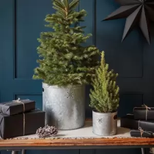 Image of Ivyline Indoor Christmas Tree Bucket with Star in Galvanised Steel - Large