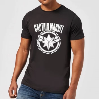 Image of Captain Marvel Logo Mens T-Shirt - Black - 3XL - Black