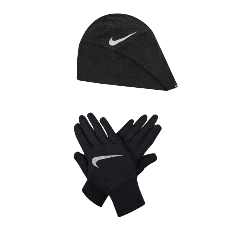 Image of Nike Womens Essential Running Hat & Gloves Set in Black Size: XS/S Black Female XS/S