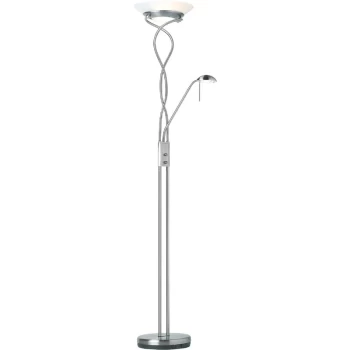Image of Endon Monaco - Mother and Child Floor Lamp Satin Chrome, Opal Glass, G9