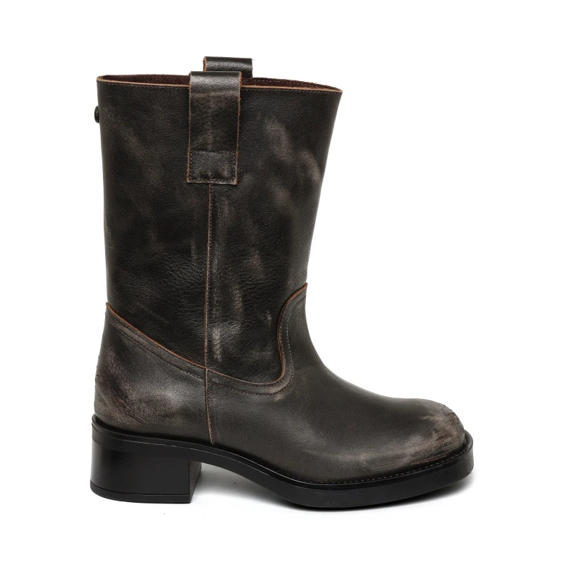 Image of Steve Madden Womens Benedict Side Zip Biker Boots Brown Lthr female 4 (37)