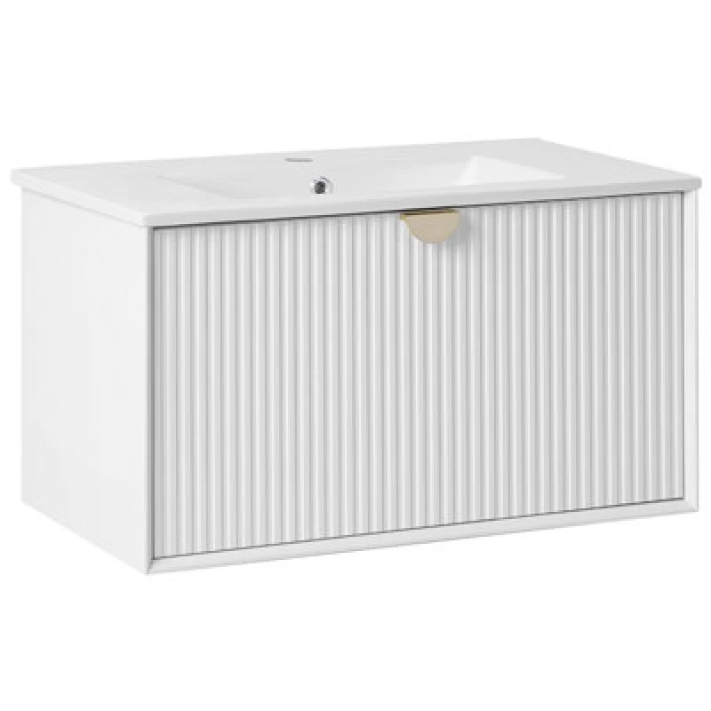 Image of Beliani Wall Mounted Vanity Unit With Basin Bonaire 80 Cm White