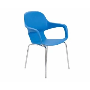 TC Office Ariel 2 Chrome Round Leg Stackable Chair, Blue