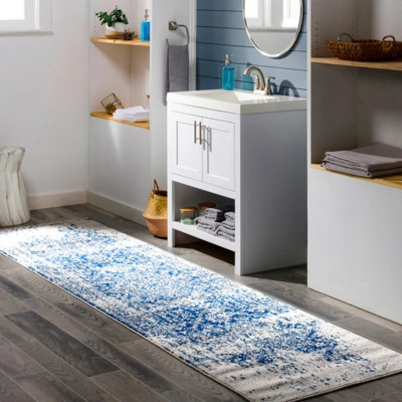 Image of Livabliss Vintage Oriental Boho Navy Juliette Runner Rug 80 X 220 Cm - Easy Care, Non Shedding, Ideal For Hallway Or Beside The Bed