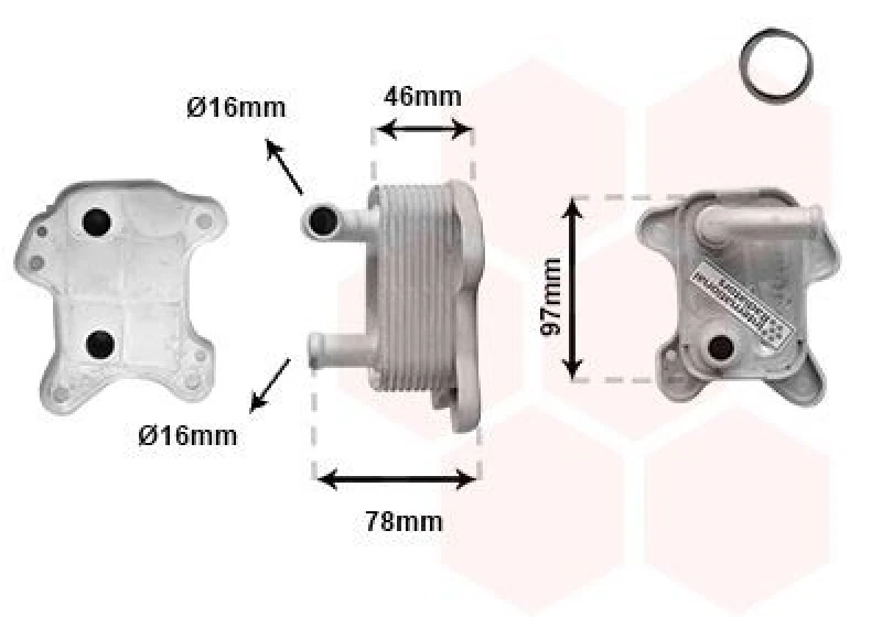 Image of VAN WEZEL Engine oil cooler VAN WEZEL 37013719