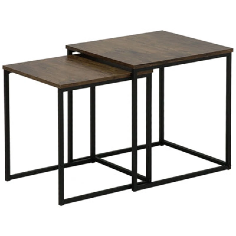 Image of Beliani Set Of 2 Side Tables Denny Dark Brown