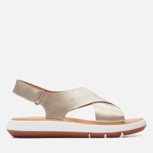 image of Clarks Womens Jemsa Cross Leather Sandals - Champagne - UK 8