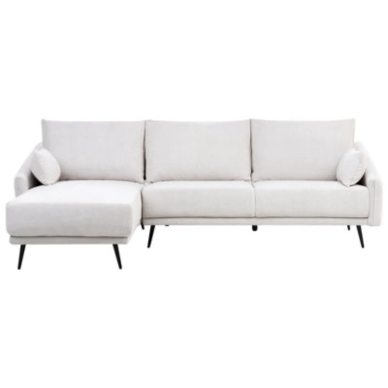 Image of Beliani Corner Sofa 3 Seater Varde Fabric Off-White Right Hand
