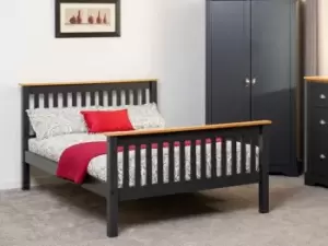 Image of Seconique Monaco 5ft King Size Grey and Oak Wooden Bed Frame High Footend