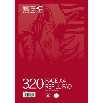 image of Rhino SDFM-6 Pad A4 Ruled 8mm & Margin 320 Page Side Bound Box of 3