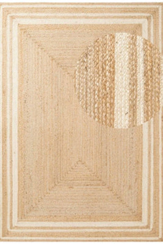 Image of The Rugs Braided Jute Nuru Reversible Living Room Bordered Rug In Beige