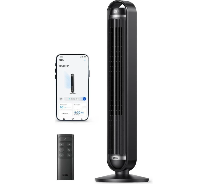 Image of Dreo Cruiser Pro T2 Tower Fan For Bedroom, Smart Oscillating Quiet Floor Fan, Remote And WiFi Voice Control,